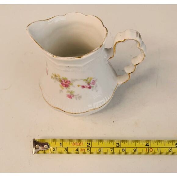 Z S & Co Bavaria Creamer Pink Roses Yellow Flowers Gold Trim Vintage Green Leaf - Picture 7 of 9